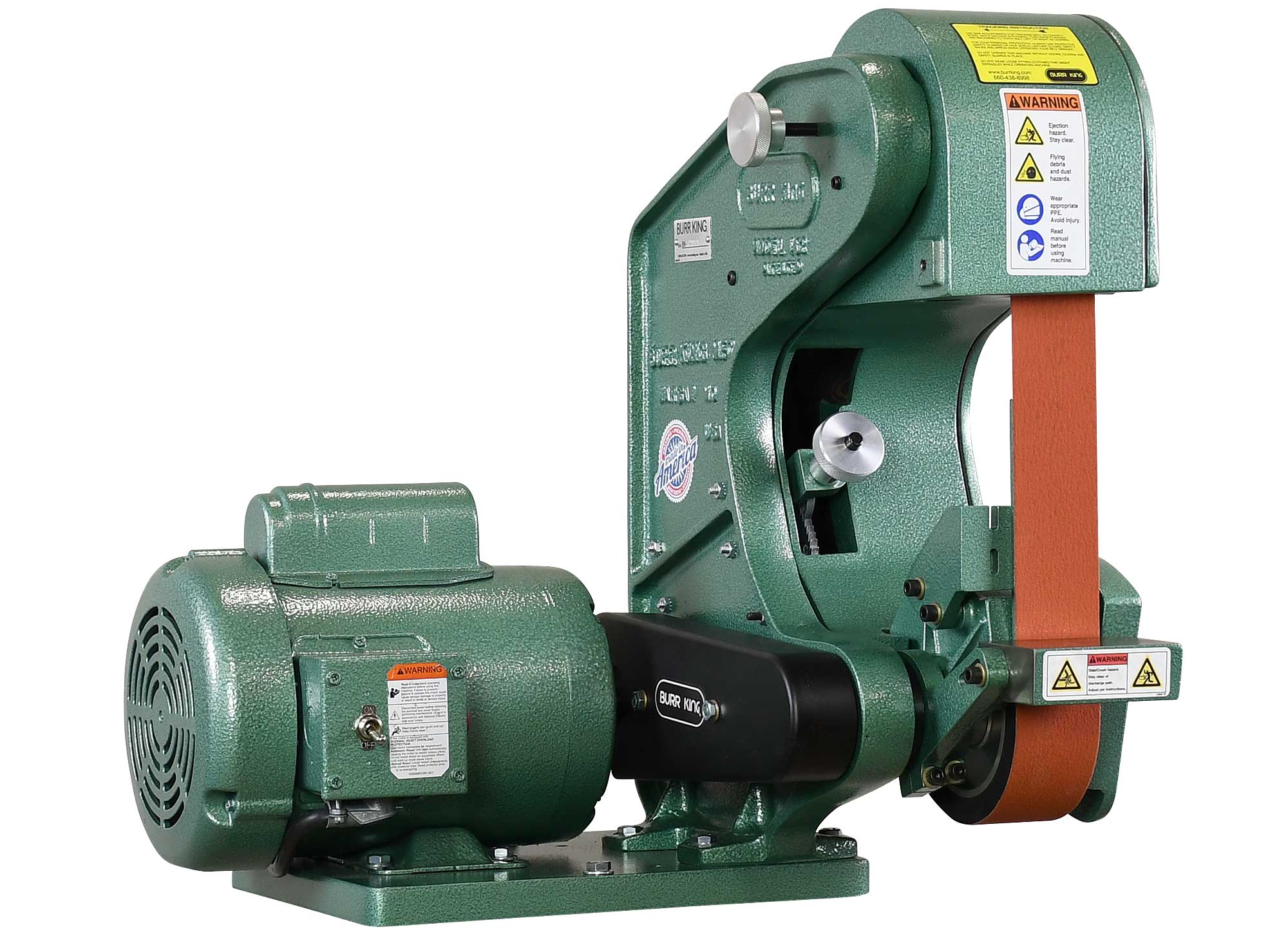 Model 482 three wheel belt grinder features a 2` x 48` . Stock code 40100 is shown